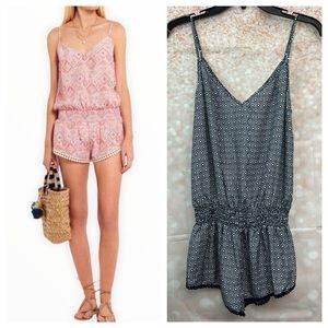 NEW Paloma Blue Malibu Silk Playsuit in Geometric Navy, Romper